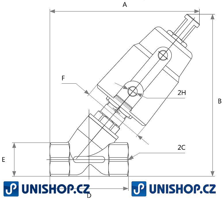 RJQ22S50-10; Pneumaticky ovládaný pístový ventil RJQ22S50-10 (G 3/8´´)