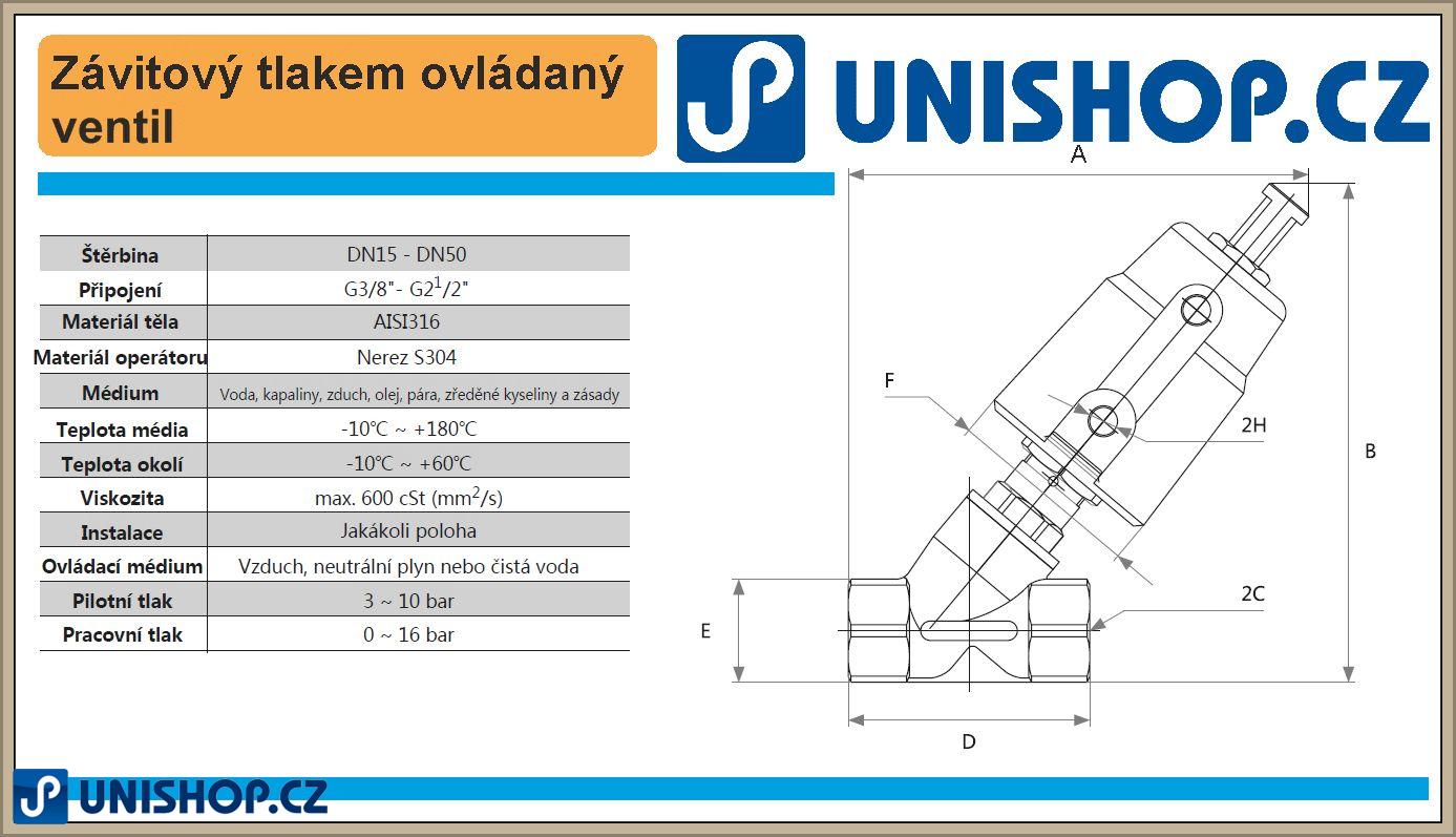 RJQ22S80-50; Pneumaticky ovládaný pístový ventil RJQ22S80-50 (G 2´´)