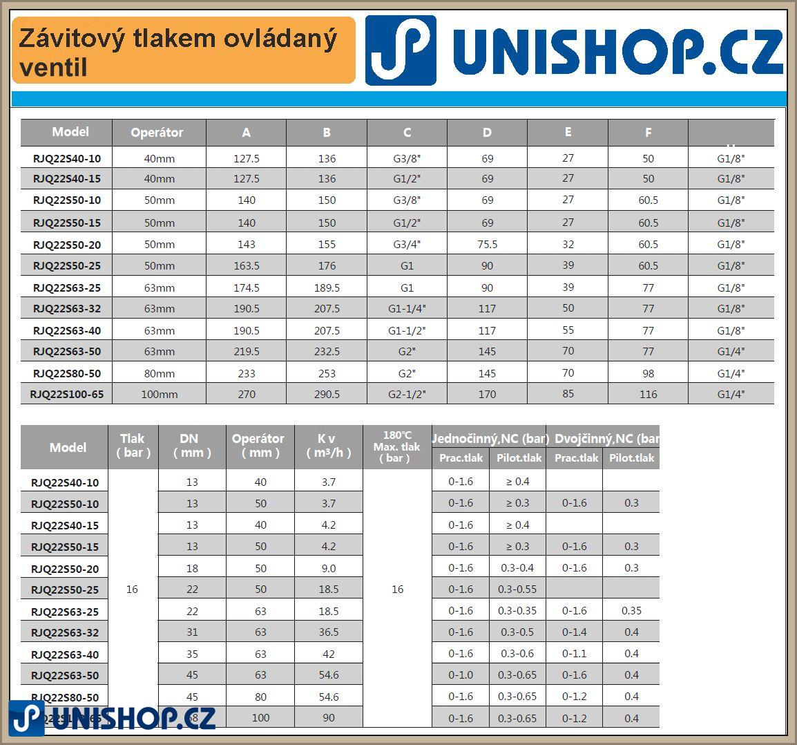 RJQ22S80-50; Pneumaticky ovládaný pístový ventil RJQ22S80-50 (G 2´´)