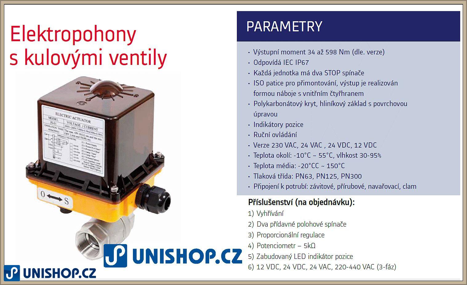 JS_01 servo-ventil s kul. ventilem G 6/4", 24V AC/DC