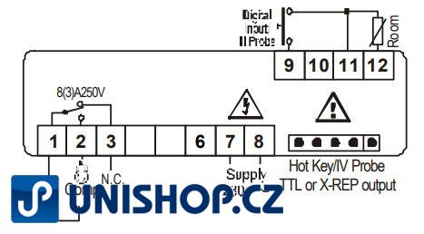 Termostat Dixell XR20CX 5N0C0 s napájením 230V a 8A relé