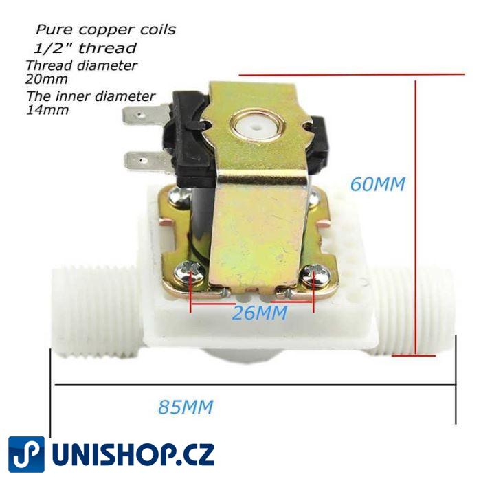 Elektromagnetický ventil 230V na vodu plastový, příruby G 3/4", NC