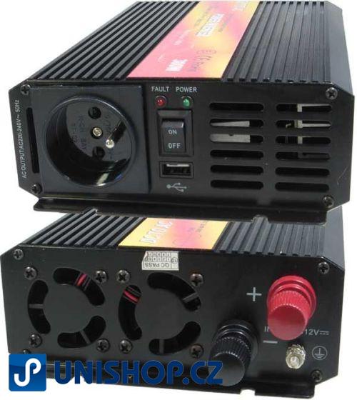Měnič 24V/230V+USB 300W,čistá sinusovka,CARSPA