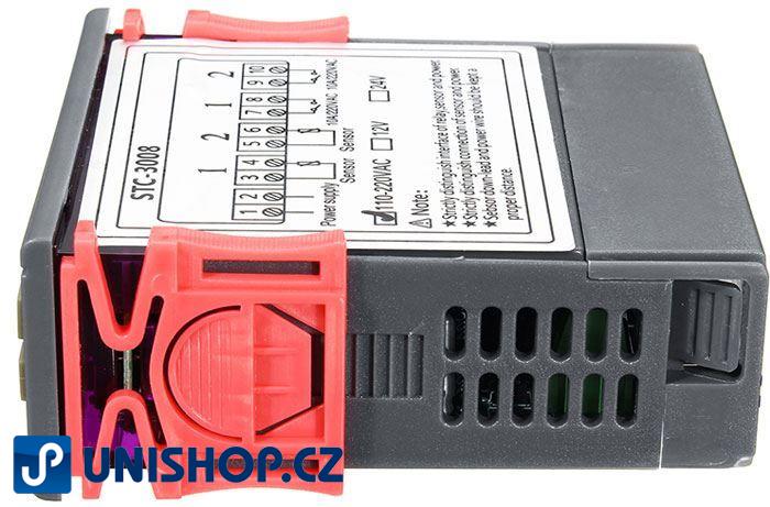 Dvojitý digitální termostat STC-3018 rozsah -55°C~120°C, 230V AC