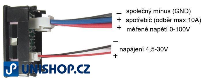 Ampérmetr / voltmetr panelový 10A 100V DC DSN VC288