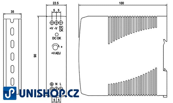 Zdroj JYINS; 24V/20W spínaný MDR-20-24 na DIN lištu