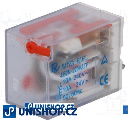 Relé LB2N-230ATP 220V 2x kontakt 220/240VAC/10A 