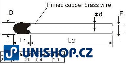 Termistor NTC MF-52 3435 10K