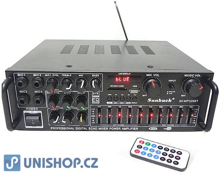 Zesilovač, rádio, bluetooth, přehrávač MP3 Sunbuck AV-MP326BT