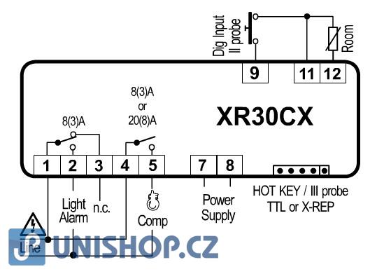 Regulátor chlazení Dixell XR30CX 0P0C0 s odtáváním a pomocným relé