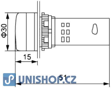 Voltmetr panelový AD16-22DSV, MP 60-500VAC, žlutý, větší segmenty