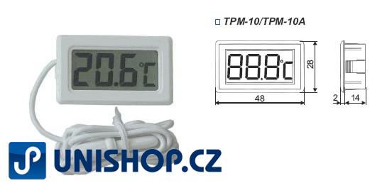 TPM-10 LCD Digitální ukazatel teploty se sondou - teploměr bílý