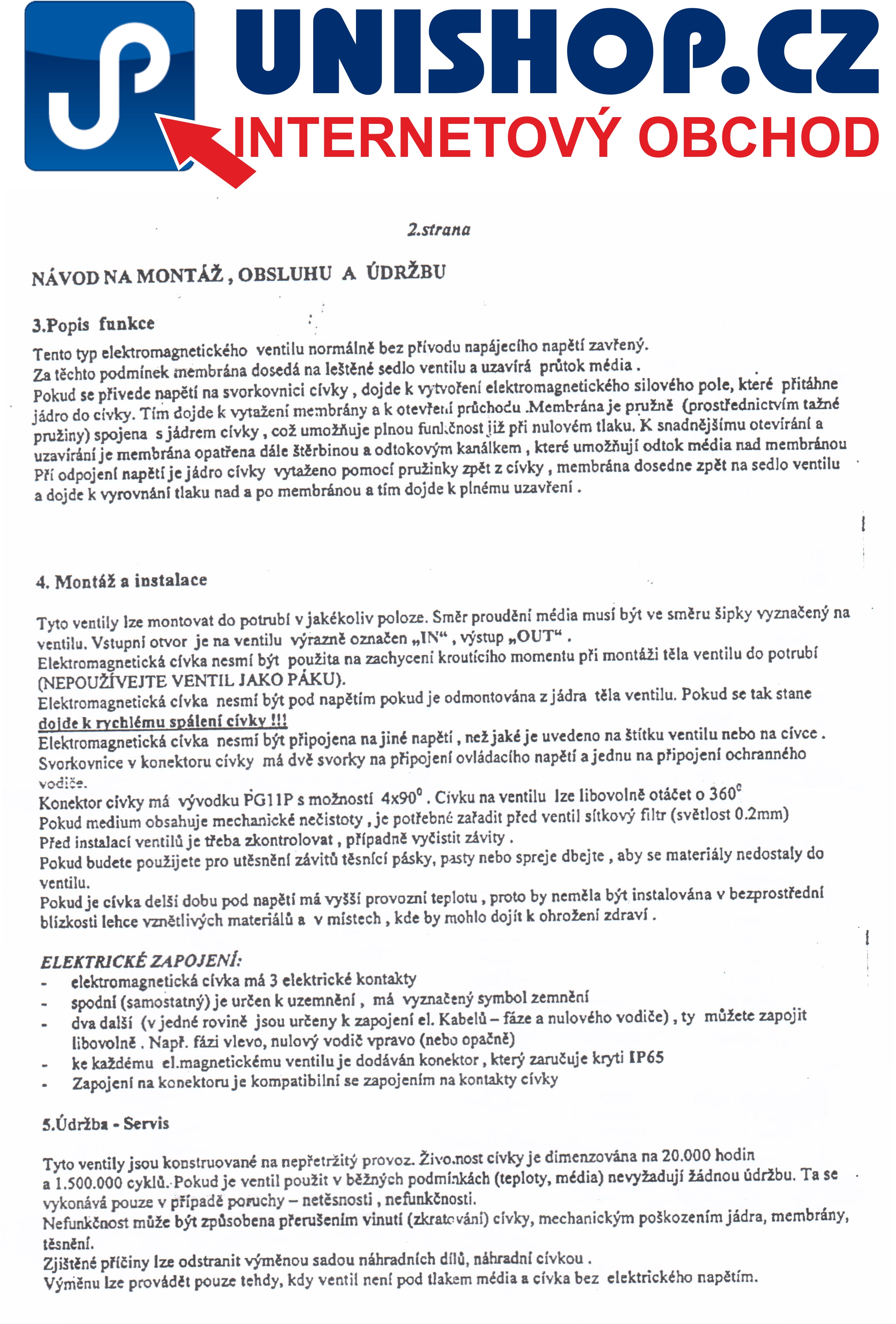 MP116 - 2020 3/4 12V AC - Elektromagnetický ventil