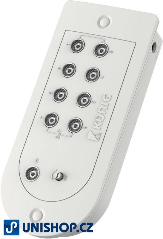 Anténní zesilovač rozbočovač 4x20 dB regulace zisku, napájení 230VAC, aktivní