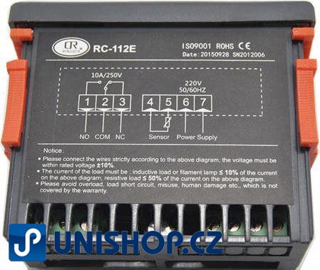 Digitální termostat RC-112E s LED displejem, rozsah -40 ~ 99°C