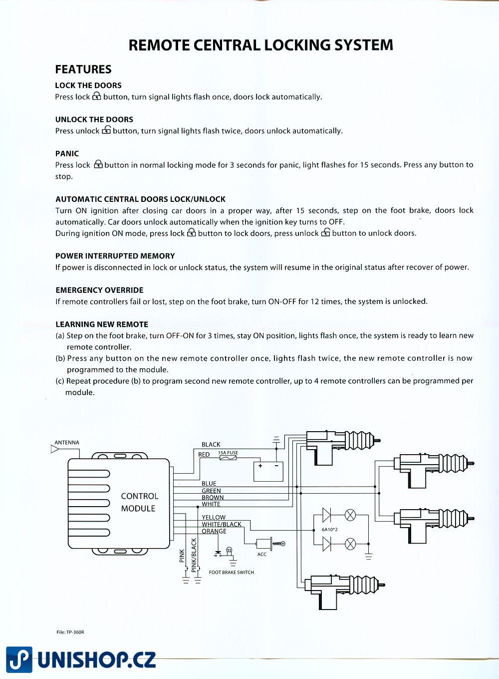 Sada centrálního zamykání do auta + 2x dálkové ovládání,