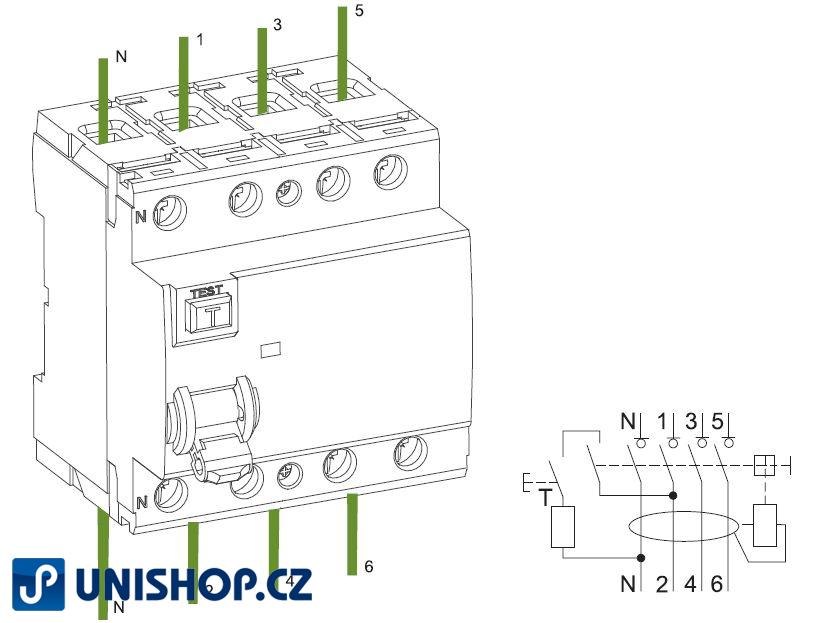 Proudový chránič ID 400V/25A-30mA 3fázový na DIN lištu