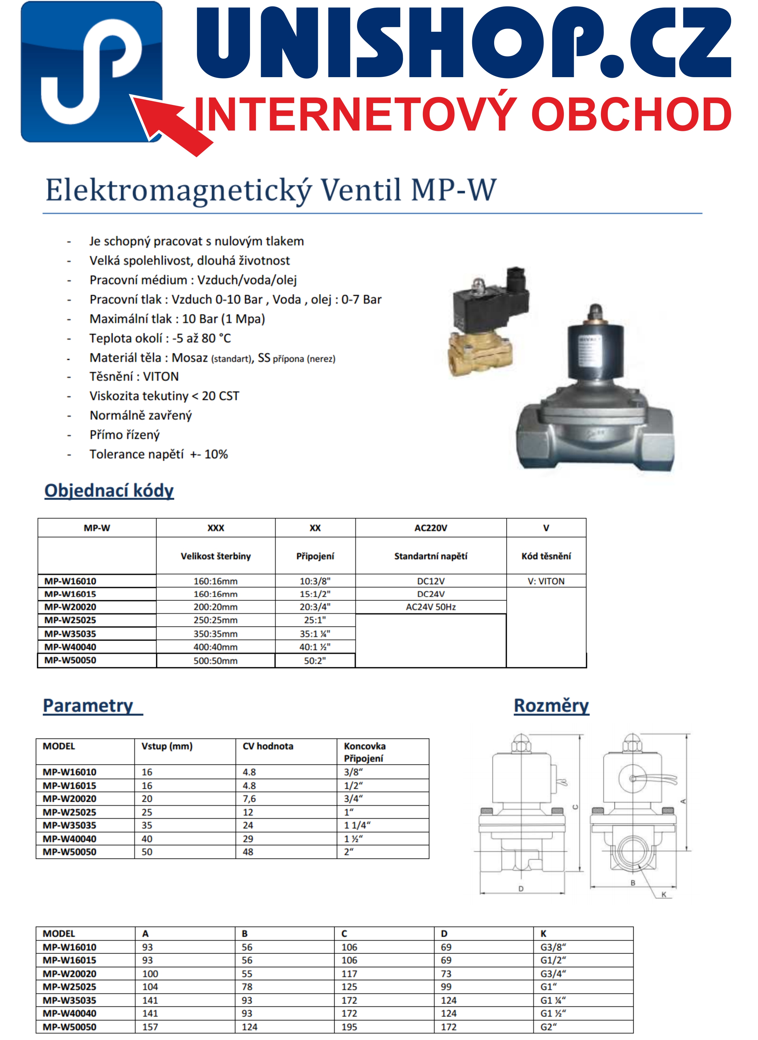 MP116 - 2020 3/4 24V DC - Elektromagnetický ventil