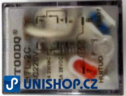 Relé HTL-2C 220V 2x kontakt 220/240VAC/10A 26x20x34mm (LY2)
