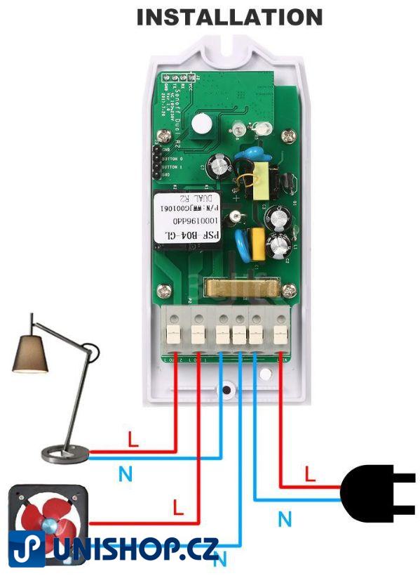 WiFi bezdrátový modul s dvojitým výstupem Sonoff Dual