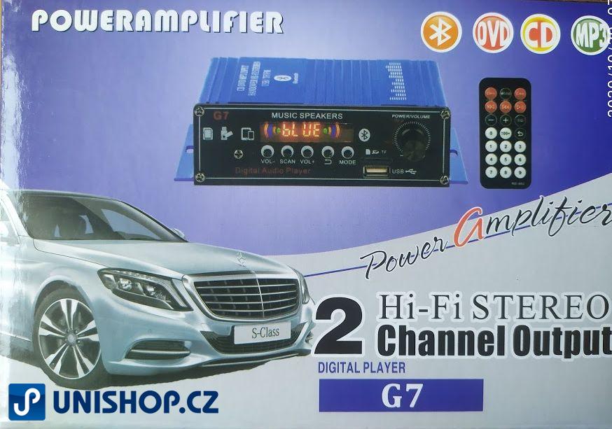 Zesilovač NF, 2x18W s AUX IN, Bluetooth, USB, SD kartou a rádiem