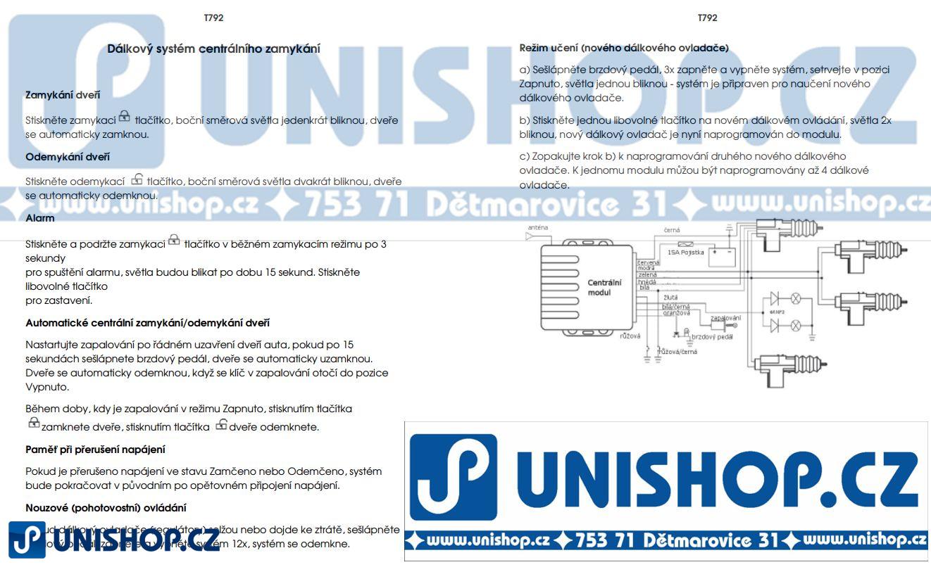 Sada centrálního zamykání do auta + 2x dálkové ovládání,