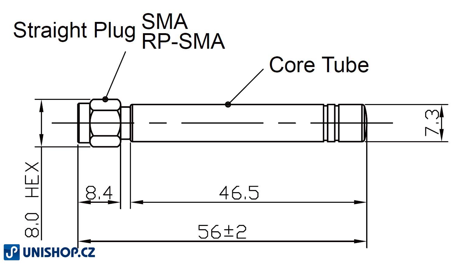 GSM malá přímá anténa černá