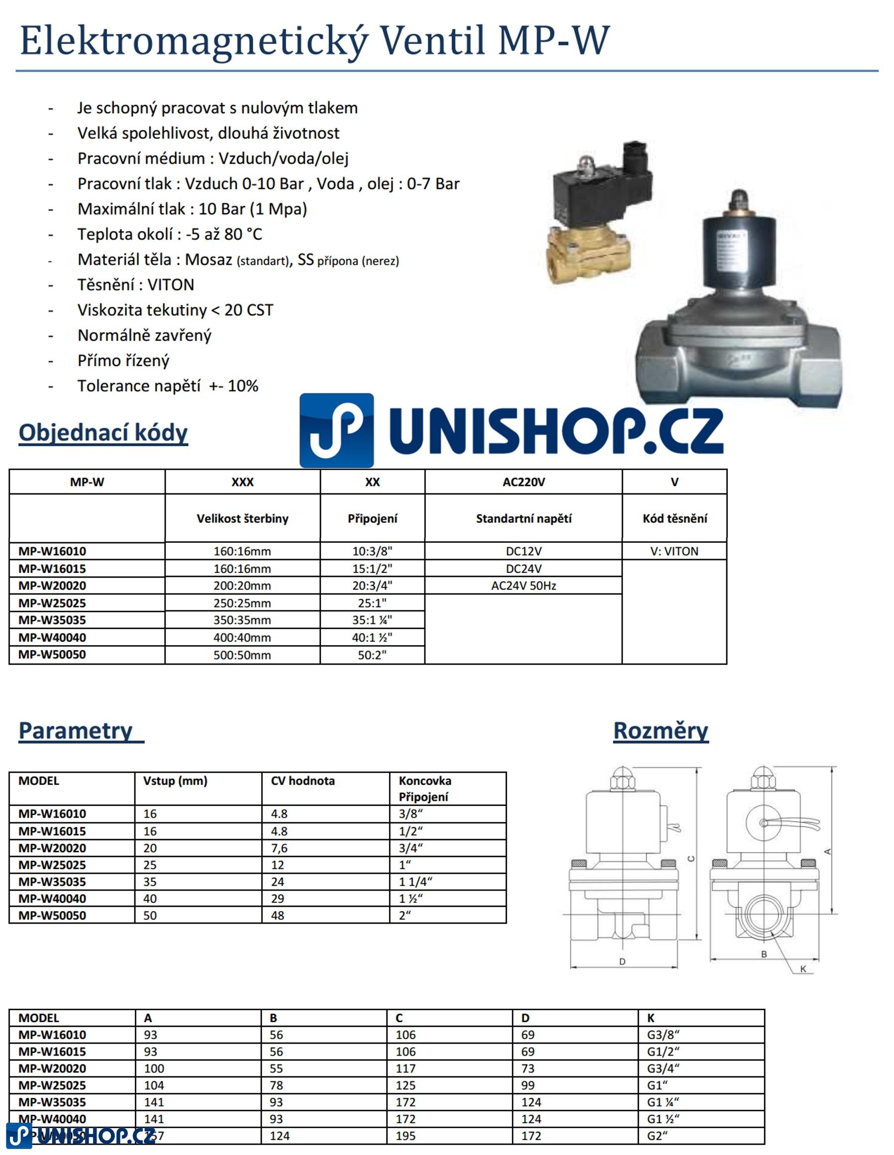 MP116 - 2020 3/4 24V DC - Elektromagnetický ventil
