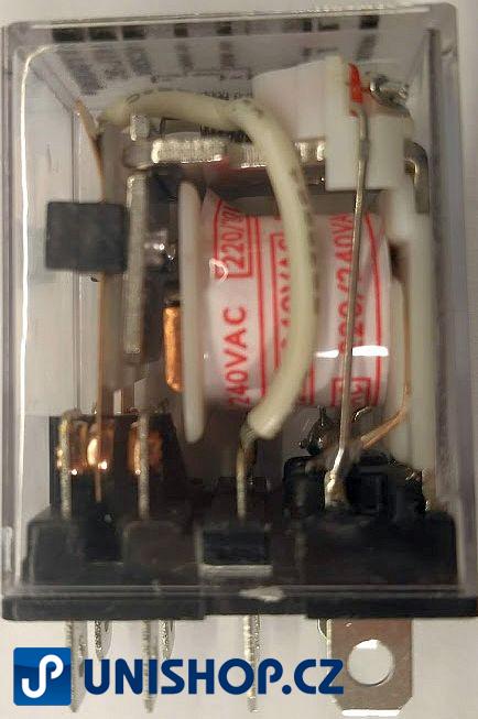 Relé HTL-2C 220V 2x kontakt 220/240VAC/10A 26x20x34mm (LY2)