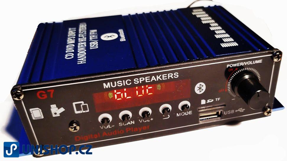 Zesilovač NF, 2x18W s AUX IN, Bluetooth, USB, SD kartou a rádiem