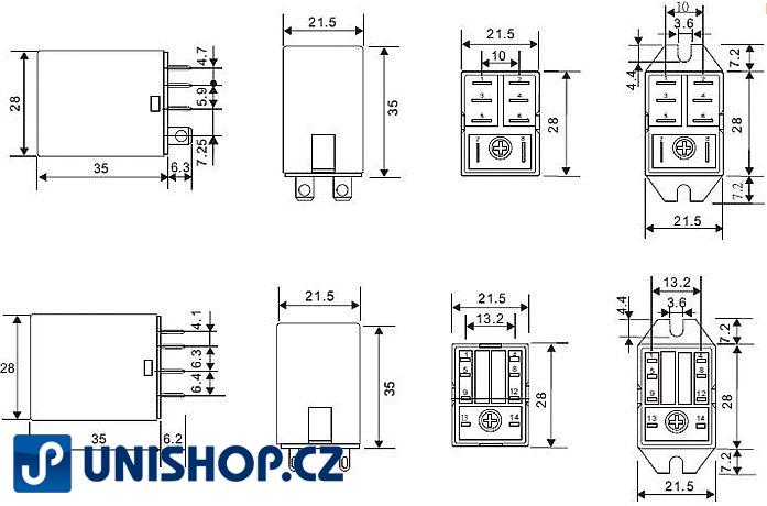 Relé LB2N-230ATP 220V 2x kontakt 220/240VAC/10A 