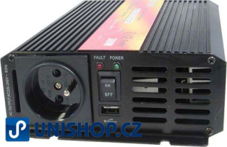 Měnič 24V/230V+USB 300W,čistá sinusovka,CARSPA
