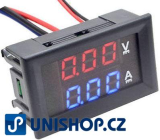Ampérmetr / voltmetr panelový 10A 100V DC DSN VC288