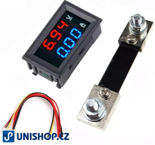 Ampérmetr / voltmetr panelový 100V 0-10A 0-100A DC DSN VC288