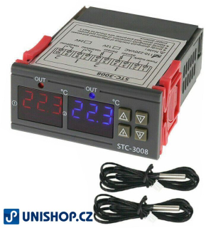 Duální digitální termostat STC-3008 rozsah -55°C~120°C, 230V AC
