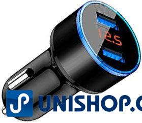 Autoadaptér USB 12V/5V 2,1+1A s voltmetrem