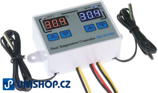 Digitální termostat duální XK-W1088, -50 až +110°C, napájení 12V