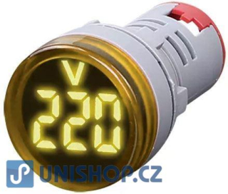 Voltmetr panelový AD16-22DSV, MP 60-500VAC, žlutý, větší segmenty