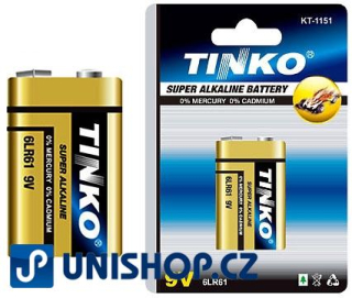 Baterie TINKO 9V(6F22) alkalická-blistr