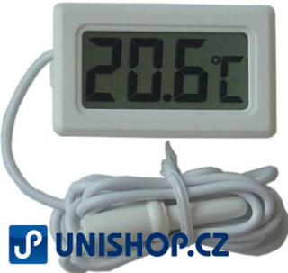 TPM-10 LCD Digitální ukazatel teploty se sondou - teploměr bílý