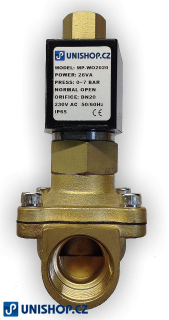 MP-W20020NK, NO, G 3/4"- mosaz, 230V AC G 3/4 " - Elektromagnetický ventil