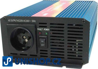Měnič 12V/230V+USB 600W,čistá sinusovka,CARSPA